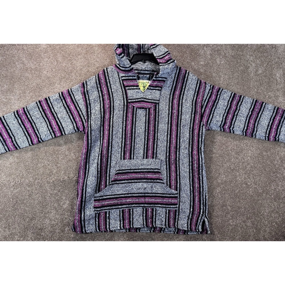 Iguana Jack Baja Drug Rug Mexican Poncho‎ Hoodie Boho Jacket Adult XL Grunge